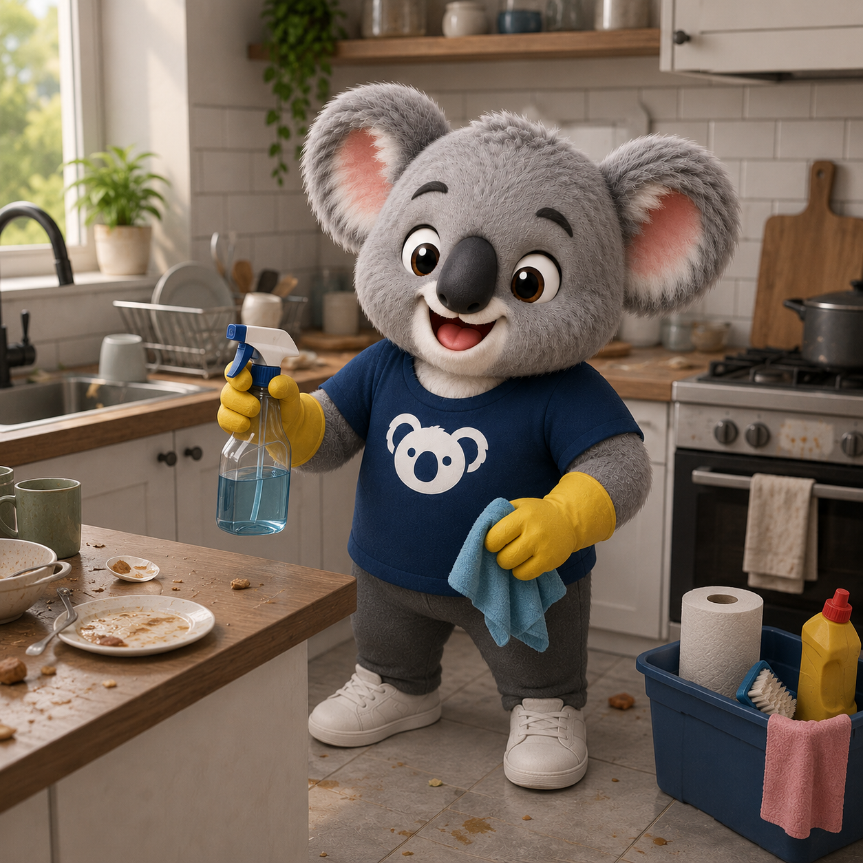 Kona the koala, task just added — happy and ready