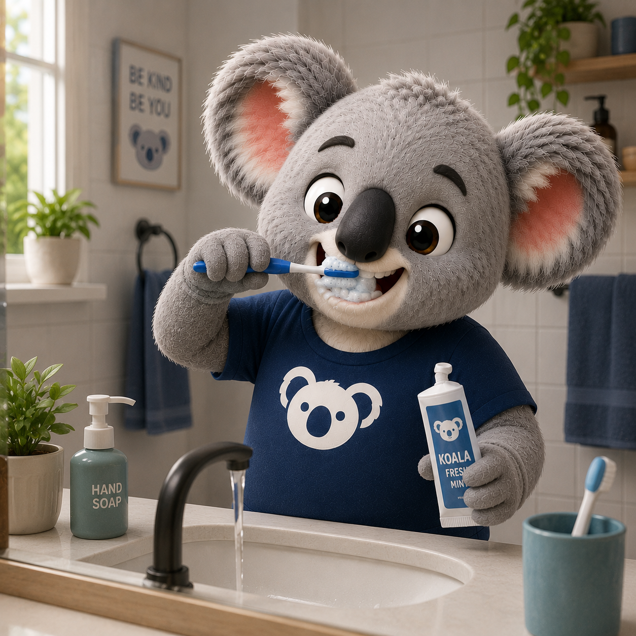 Kona brushing their teeth
